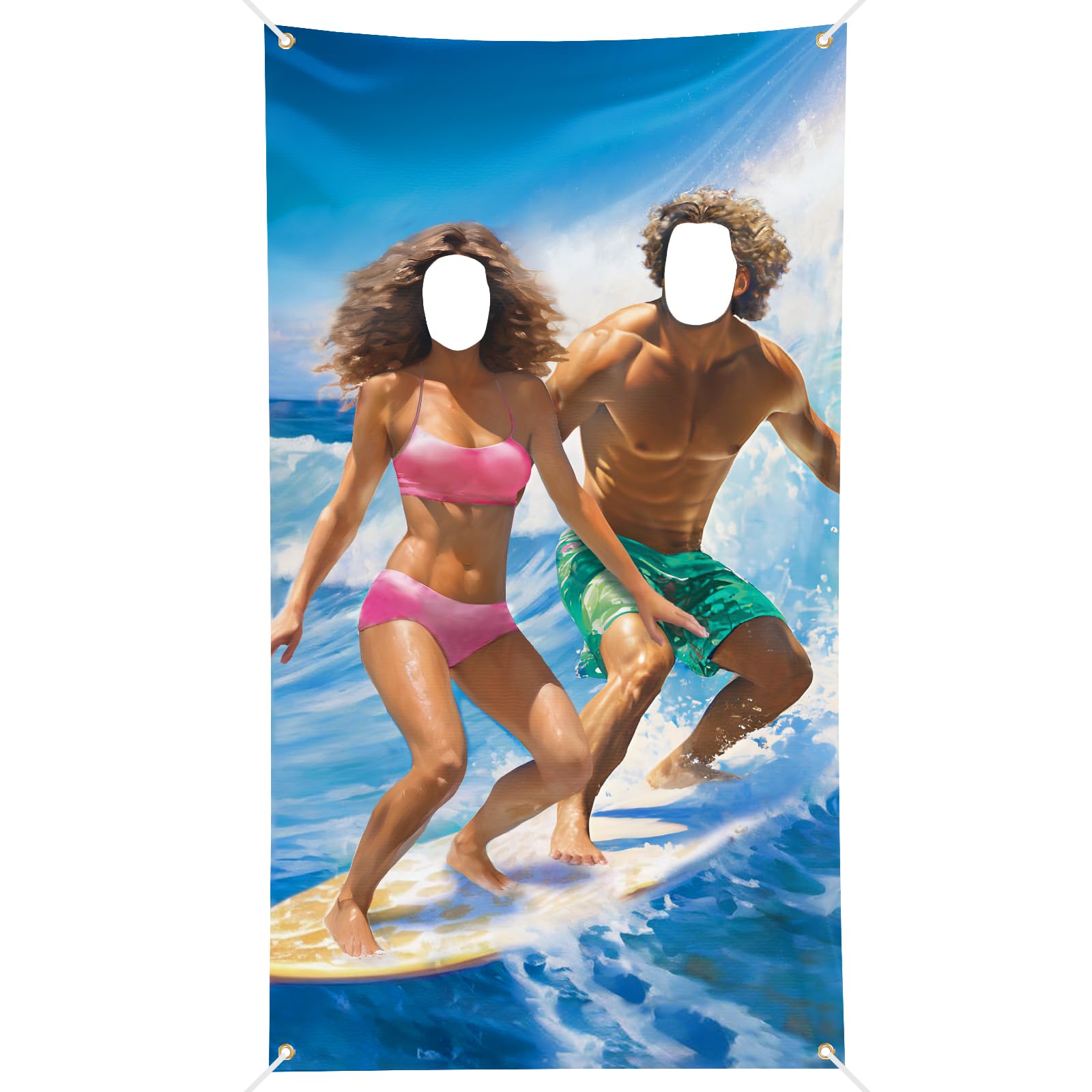 BETESSIN Photocall Fiesta Hawaiana, 100 * 180cm Foto Prop Divertido Surfing, Decoración Pancarta Cumpleaños de Verano, Photocall Pareja para Fiesta de Playa