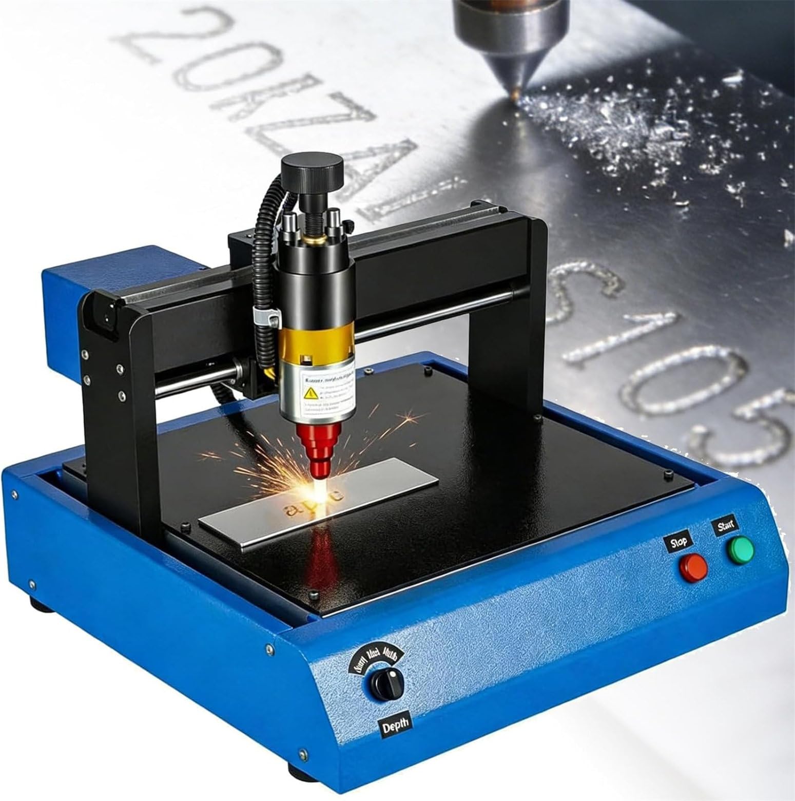 Máquina de grabado de metal, 400 W, grabador de puntos para marcar números y letras en metal, acero, plástico duro, señalización, área de grabado, 300 mm x 200 mm