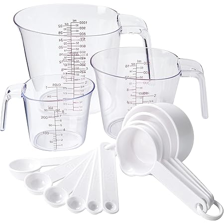 HORLIMER Measuring Cups and Spoons Set of 13, BPA-Free Plastic Stackable Measuring Cup for Liquid and Dry Measurement