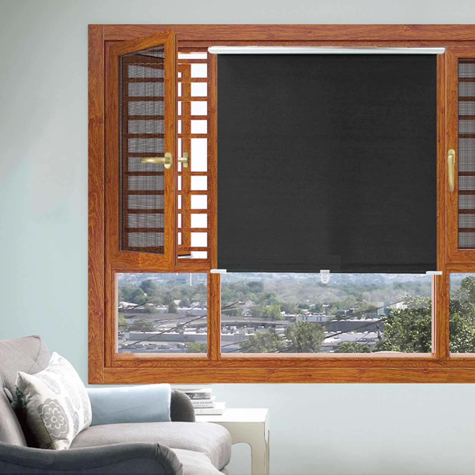 Tende A Rullo Nere Opache,Tende Avvolgibili Oscuranti Portatili Senza Fili,Parasole Tenda A Rullo Per Interni,Tende A Rullo Con Ventosa Con Molla,Senza Necessità Di Forare,Black-58x165cm/23x65in