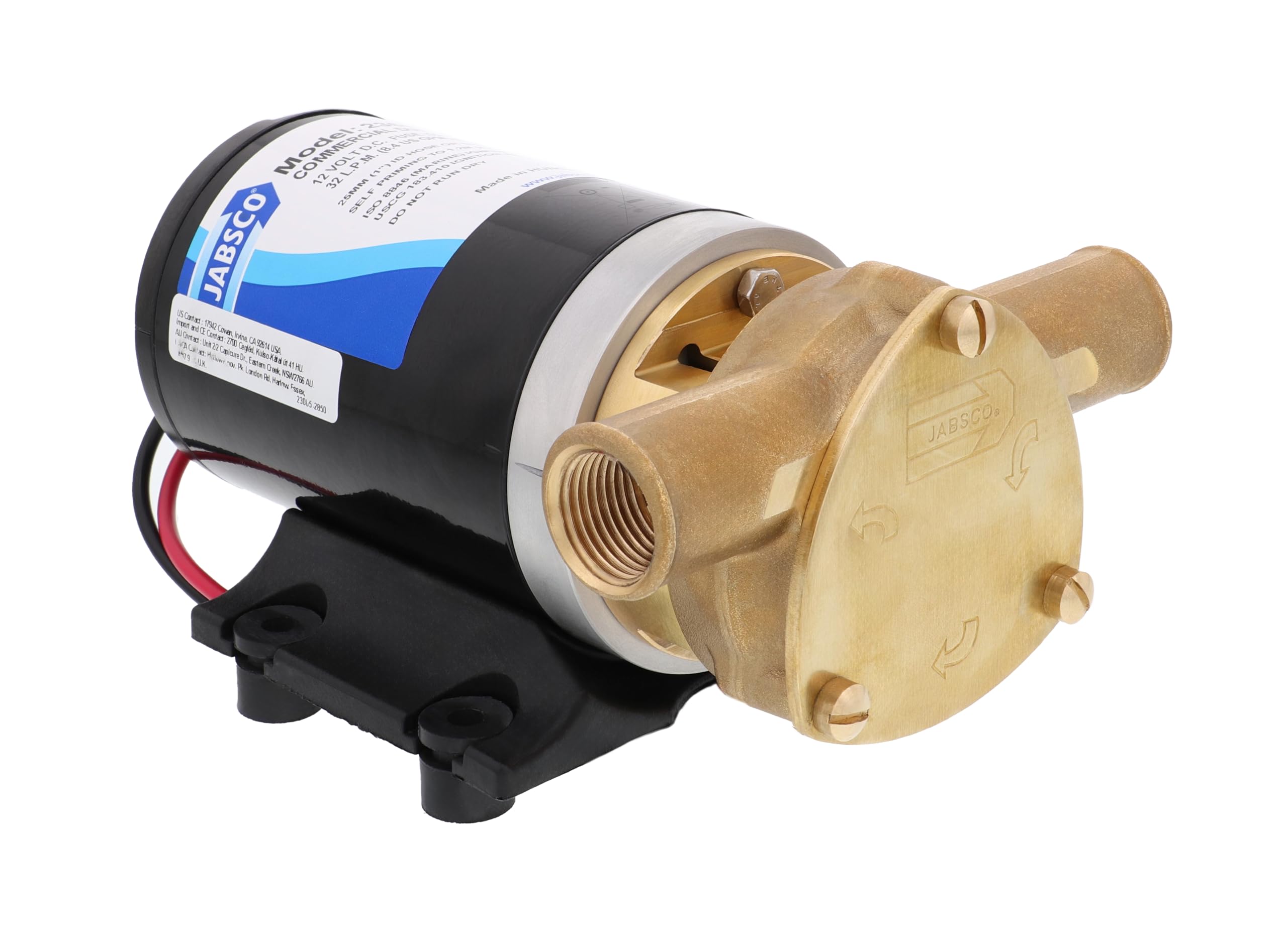 Jabsco 23680-4003 Water Puppy Bronze Impeller Pump, Commercial Duty, 12 Volt, For Livewell circulation, draining bait tanks, engine oil changing, boat washdown, or general marine pumping applications