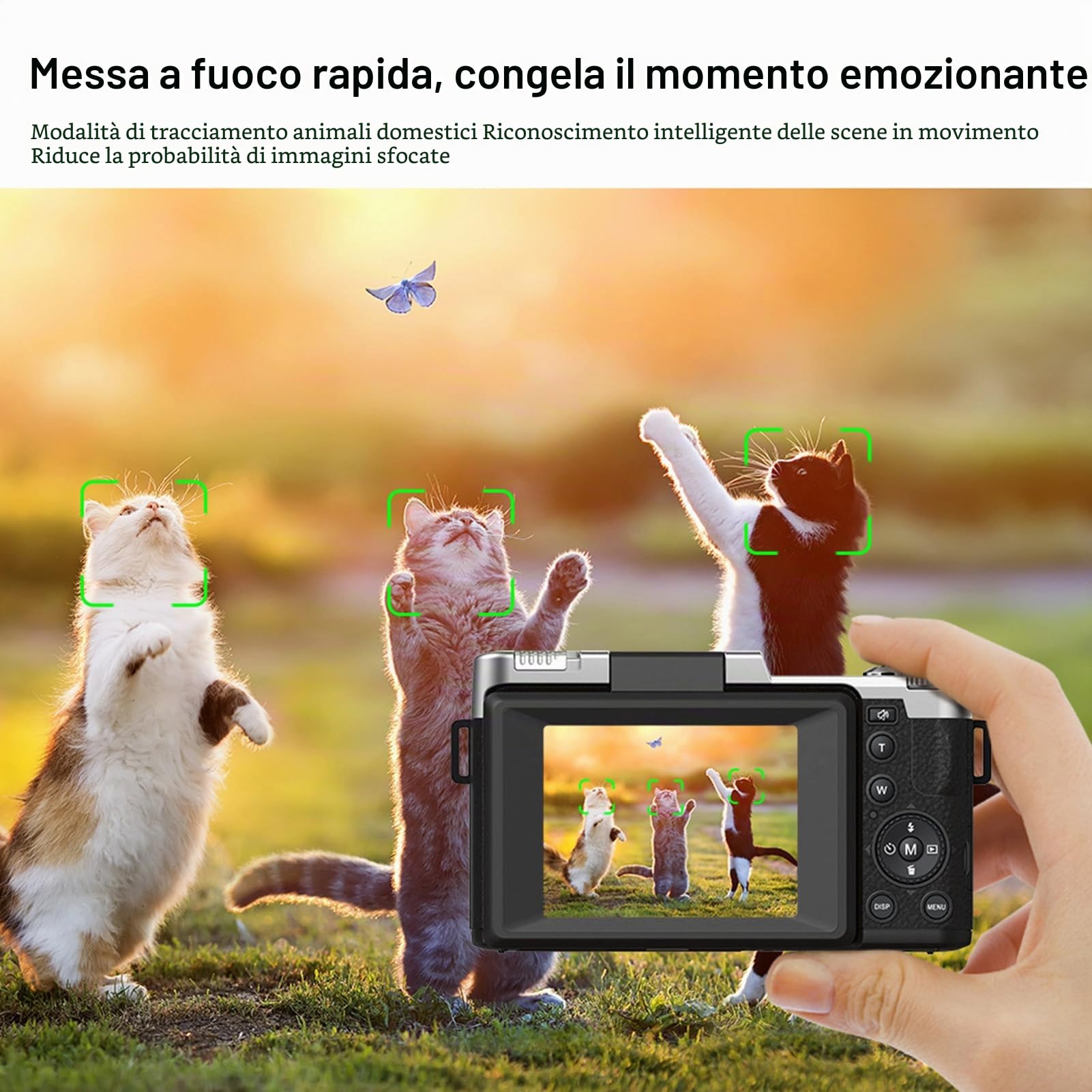 Andoer Fotocamera digitale 4K, autofocus 48 MP, fotocamera compatta portatile con schermo pieghevole a 180°, zoom digitale 16X per bambini, adolescenti, studenti, principianti (nero)