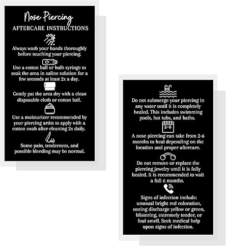 Miniatura 2 de Boutique Marketing LLC Tarjeta de instrucciones de cuidado posterior para piercing de nariz, paquete de 50, tarjeta de visita de 2 x 3.5 pulgadas,