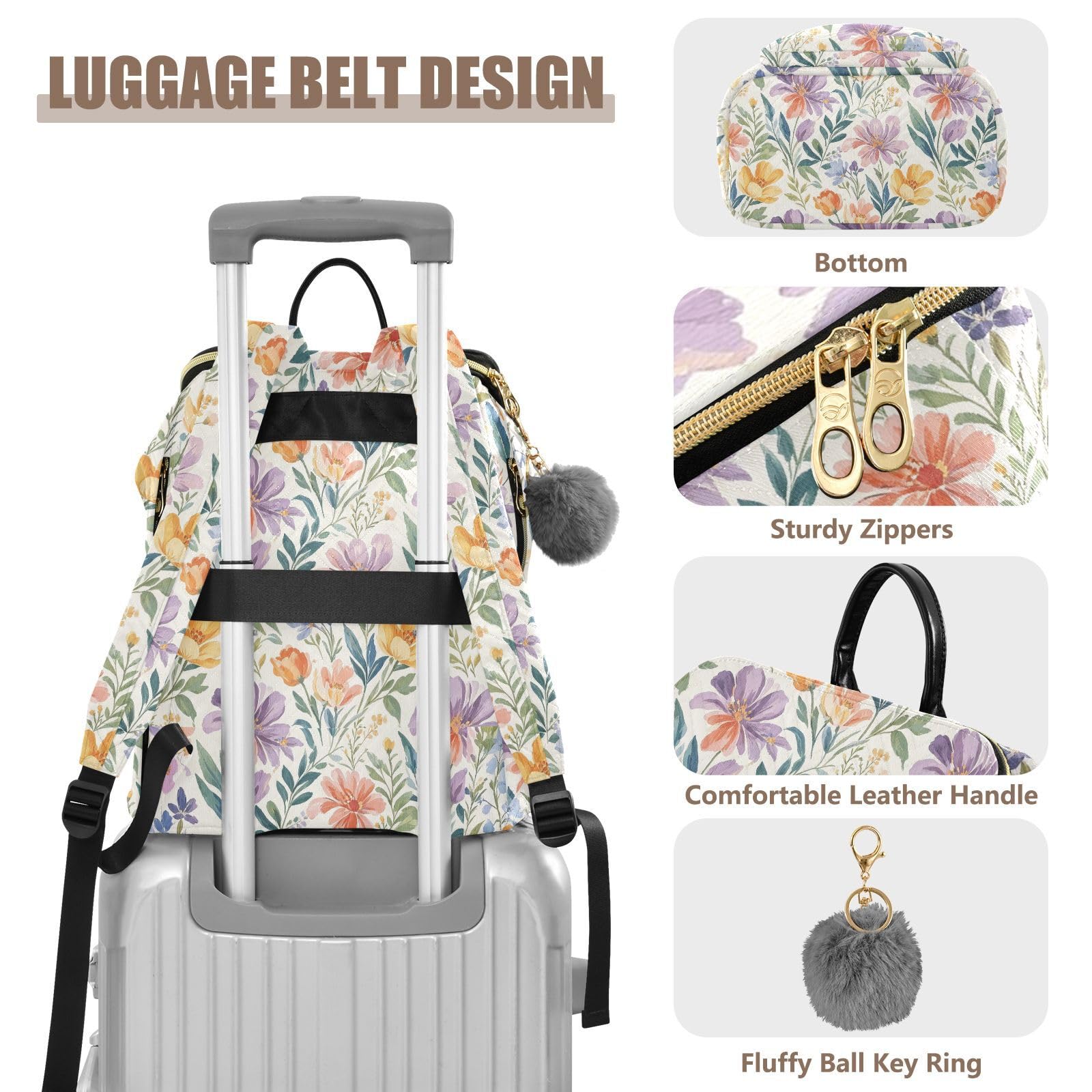 Pratico zaino da 15L per le donne leggero resistente all'usura zaino | Tessuto trapuntato resistente regolabile pacchetto multi tasche con cerniera per le signore viaggi sport gite quotidiane