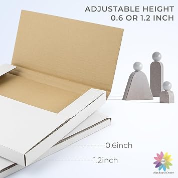 Mat Board Center, 12 Inch White Vinyl Record Mailers, LP Shipping Boxes for Records, 12x12x1 in Album Cardborad Box, Holds 1 to 3 12 25 Pack