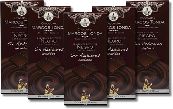 Chocolates Marcos Tonda – Chocolate Negro Sin Azucar Gourmet X5 | Chocolate Sin Azucar Añadido 125g X5 | Chocolates Originales Para Regalar | Desde 1793 - 1
