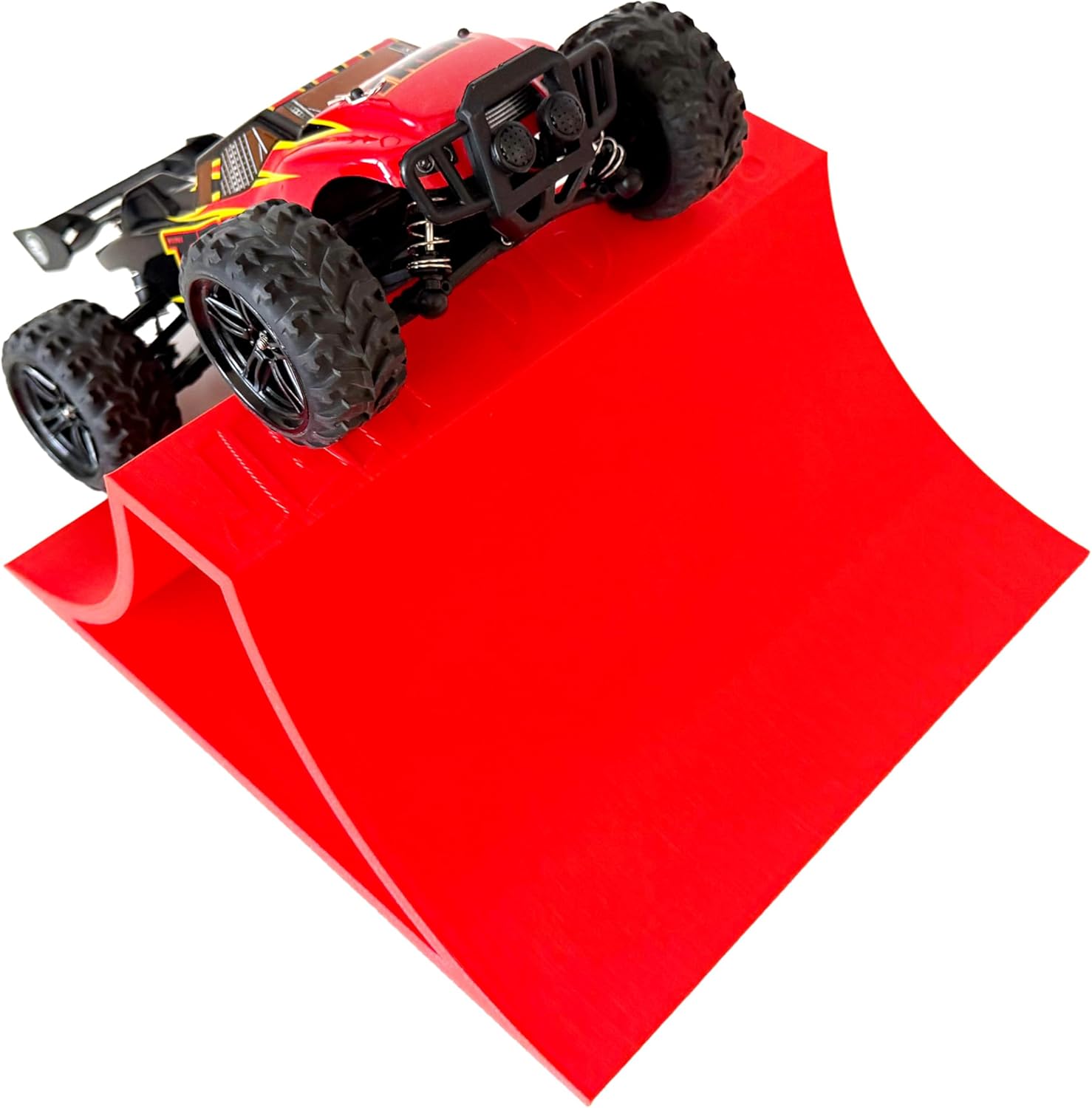 Jeff Did It! 1/24th Monster Truck Stunt Ramp A - Works as Display Stand - Includes Anti Slip Rubber Feet - Catch Big Air! - FREE SHIPPING (Red)
