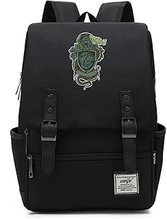 Zaino di Harry Potter Zaino per libri con badge con stampa 3D Zaino da viaggio retrò Grande Serpeverde Nero
