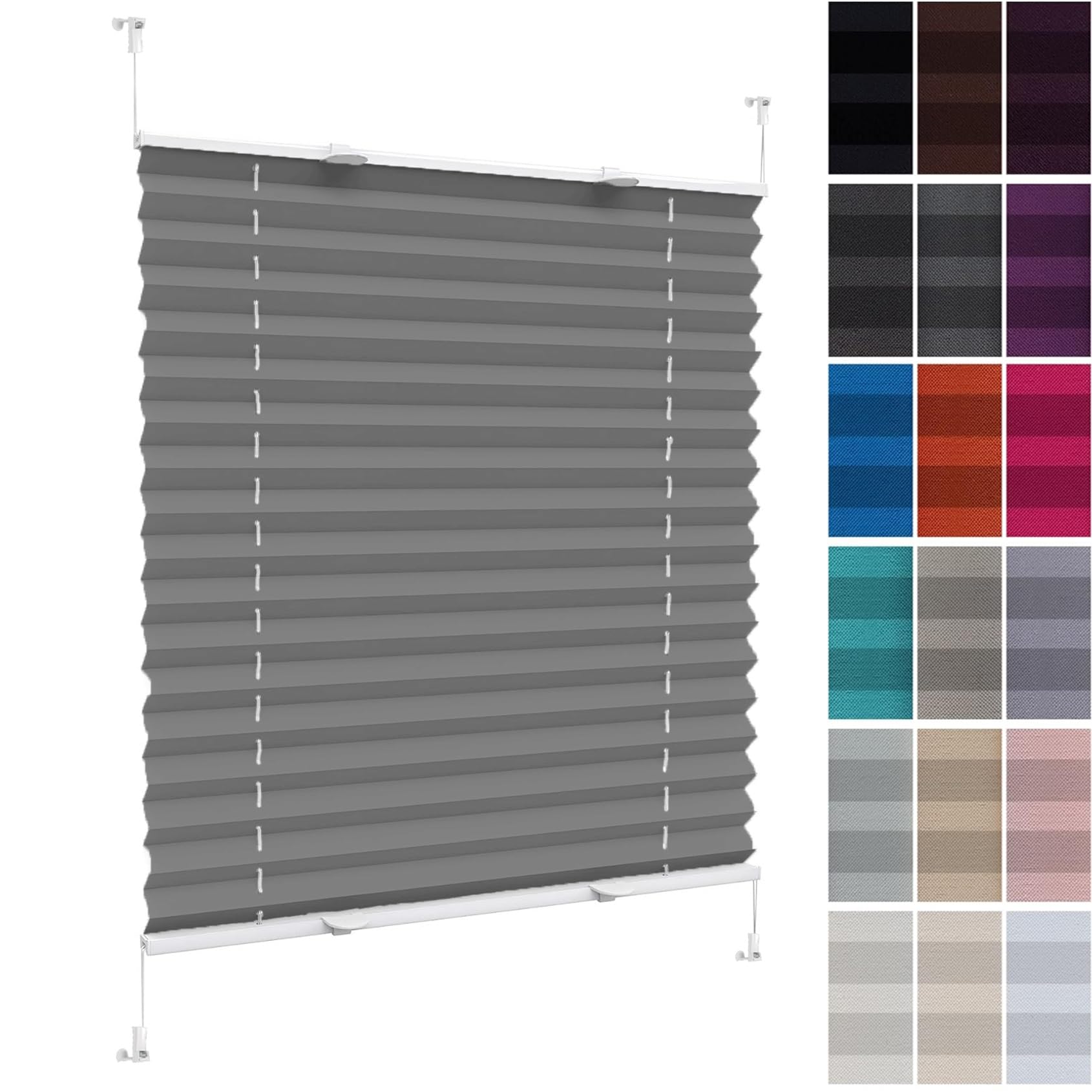 No Drill Blinds Temporary Window Blinds 70 x 135 cm (W x H), Self-Adhesive Non-Woven, Crumpled Effect, Blind Blackout Cordless Honeycomb Shade, Vertical Pleated Blinds, for Window Door, Grey — image 1