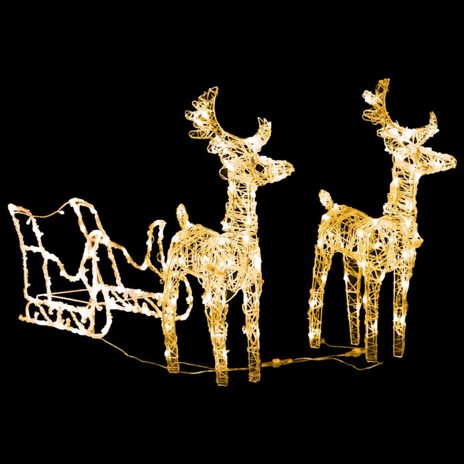 Weihnachtsdeko LED Rentier & Schlitten - Warmweiß, Acryl/PVC, 130 cm, Innen/Außen Weihnachtsdekorationen im Freien 328514