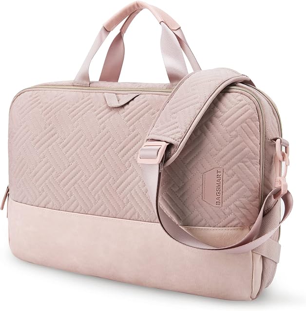 bagsmart Laptop Bag, 15.6 inch Briefcase, Laptop Bag for Women Shoulder Bag, Work Bag Business Travel Office, Pink