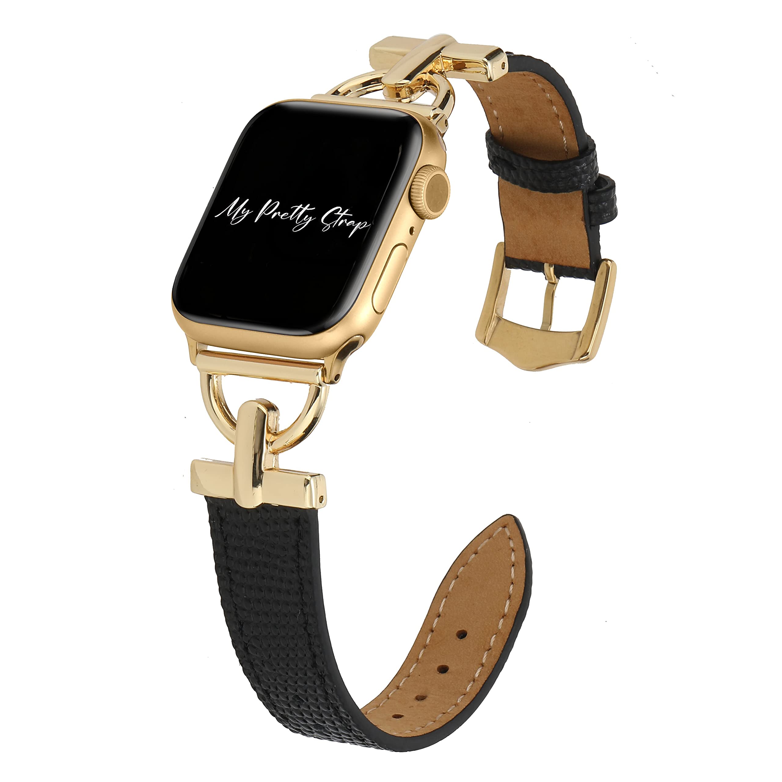 My Pretty Strap Kompatibles Apple Watch Armband, echtes Leatger Luxus-iWatch-Ersatzarmband, passend für die meisten Handgelenke der Serie 1–11, SE & Ultra (38 mm/40 mm/41 mm/42 mm/44 mm/45 mm/49 mm)