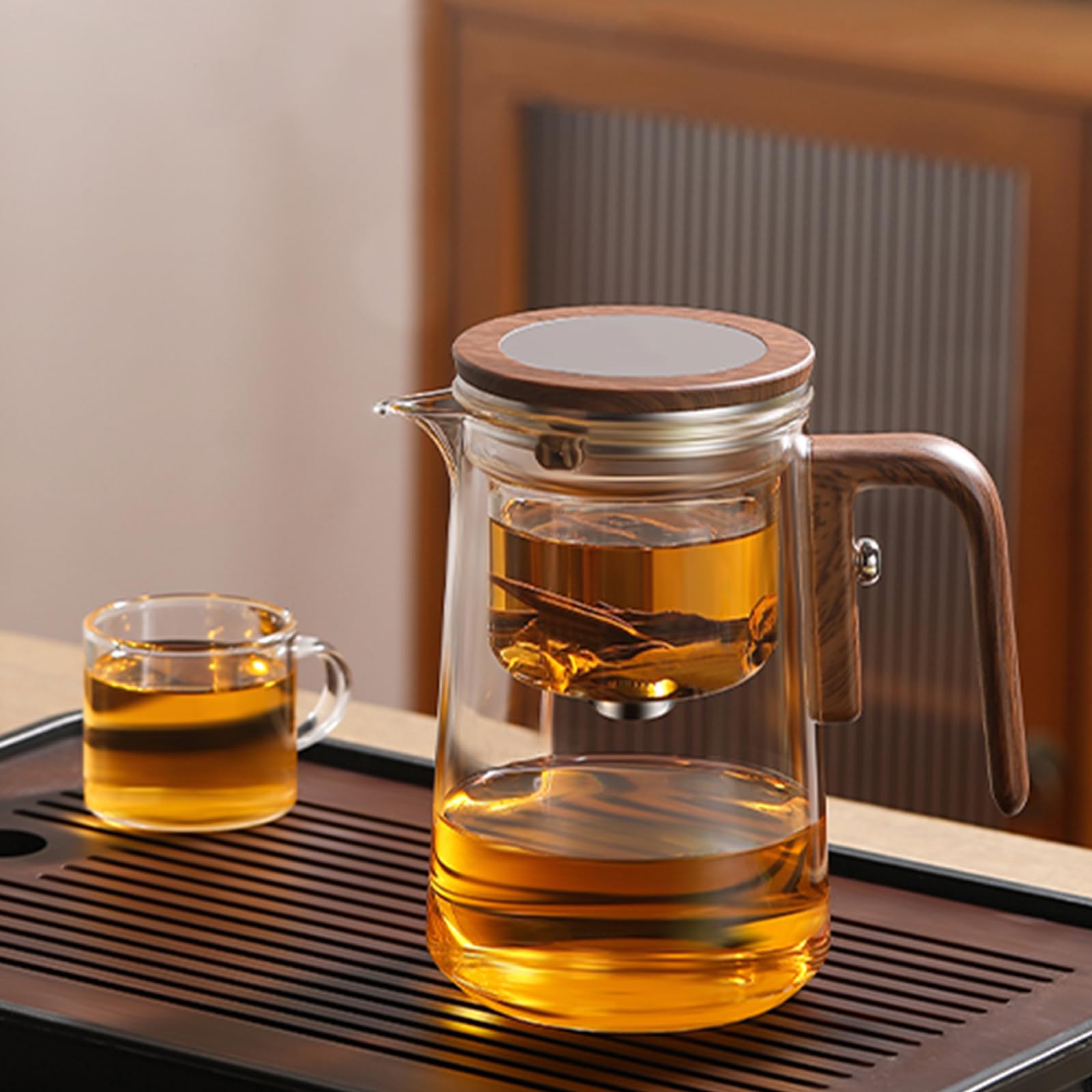 Enchanti Teekanne – 800 ml Hexerei Magische Glas-Teekanne, magnetisches Wassertrennungsdesign, Borosilikat-Teesieb mit Sieb für lose Blätter und Kräutertees, ideal für Teebereiter