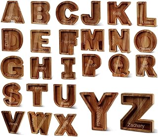 Bosajewel Personalized Wooden Piggy Bank Letter C Piggy Bank for Boys Girls Custom Engraved Name Coin Piggy Bank Money Saving Box Frame Gift for Kids Adults Birthday