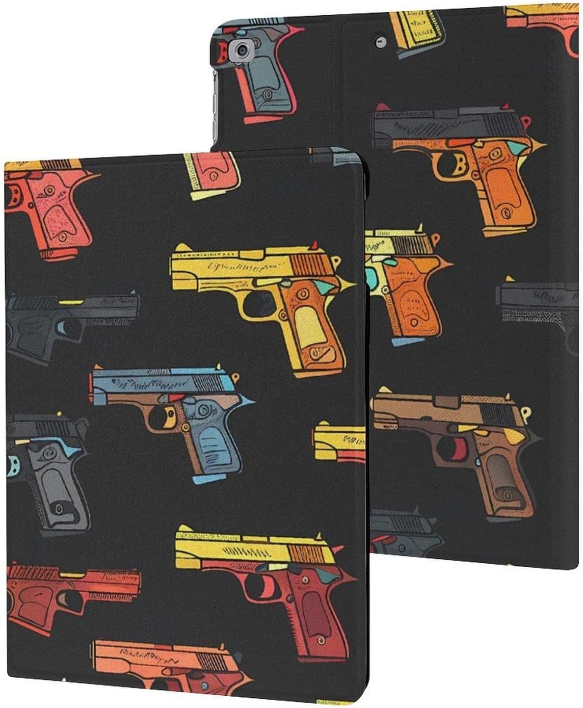Hand Gun Printed Case Trifold Stand Protective Cover Compatible with ipad 2017/2018/Air1/Air2 (9.7in)