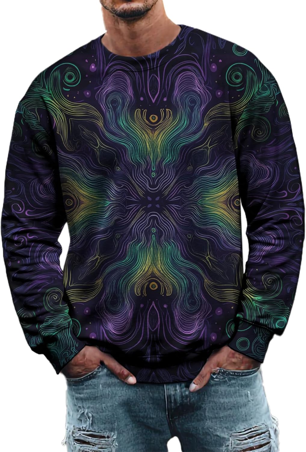 domirica Men Sweatshirts Loose Causal Crewneck Long Sleeve Classic Pullover Tops Trendy Graphic Workout T Shirts