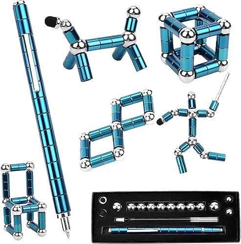 Bolígrafo para ansiedad, bolígrafo magnético para aliviar la presión, juguete novedoso para aliviar la presión, regalo para niños o amigos (azul)