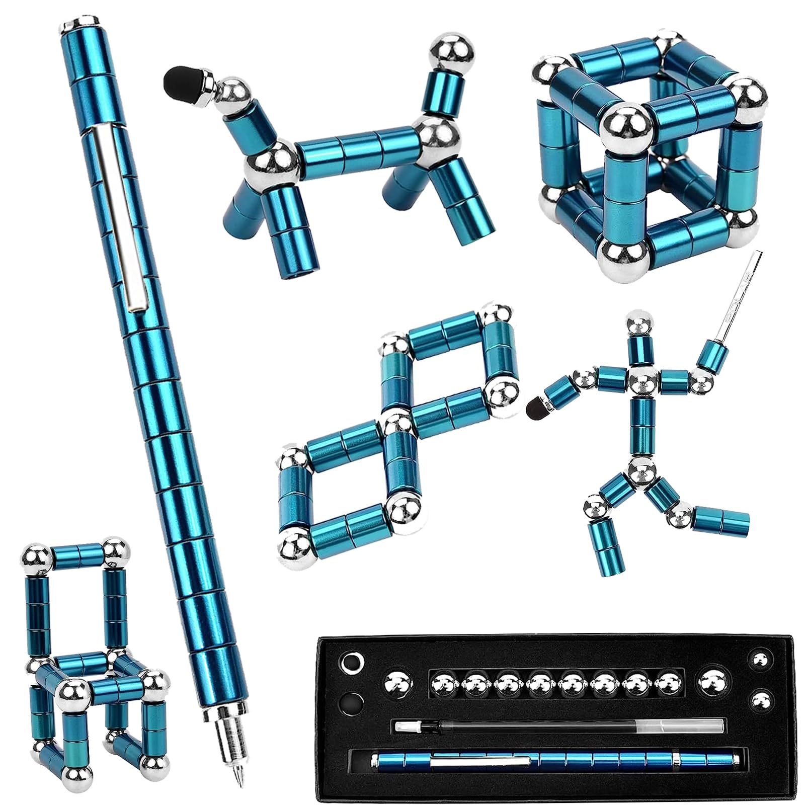 Fidget Pen, Decompression Magnetic Fidget Toy Pen, Magnet Pen Fidget Toy Relieve Pressure Novel Toy Gift for Kids or Friends! （Blue）