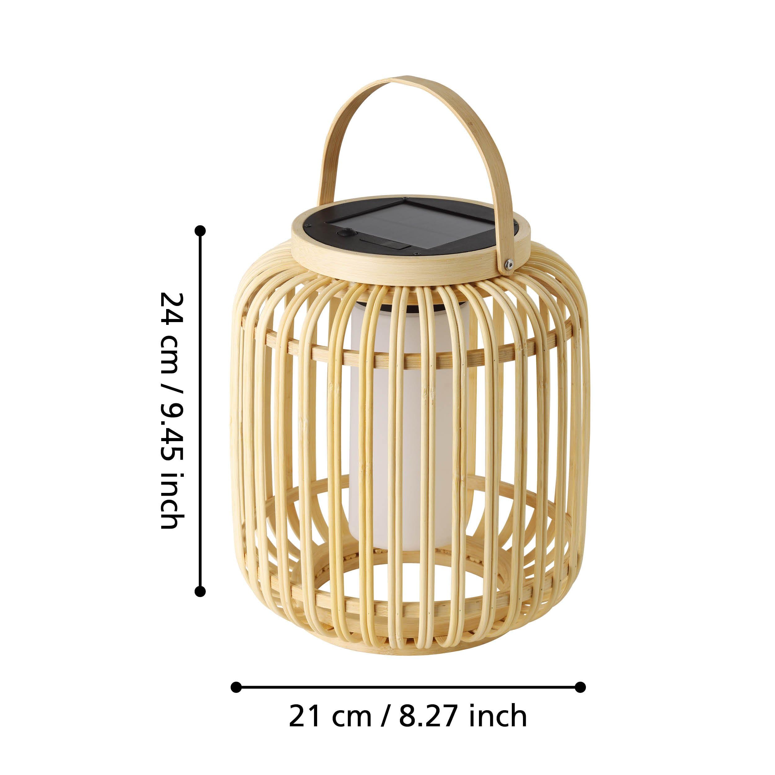Eglo Lampada a LED da tavolo Marliano, lampada a energia solare per esterni, per giardino e patio, decorazione in rattan, per balcone, stile boho, lanterna, vimini, IP44