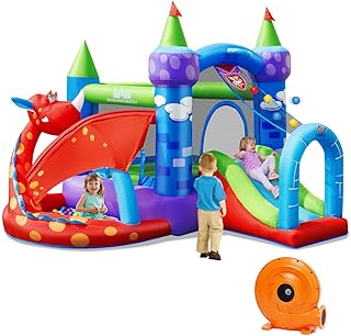 BOUNTECH Inflatable Bounce House, Dragon Bouncy House for Kids Indoor Outdoor Party w/Jump Area, Basketball Rim, Toddler Jump Castle Bounce House with 740w Blower Included for Backyard Birthday Gifts