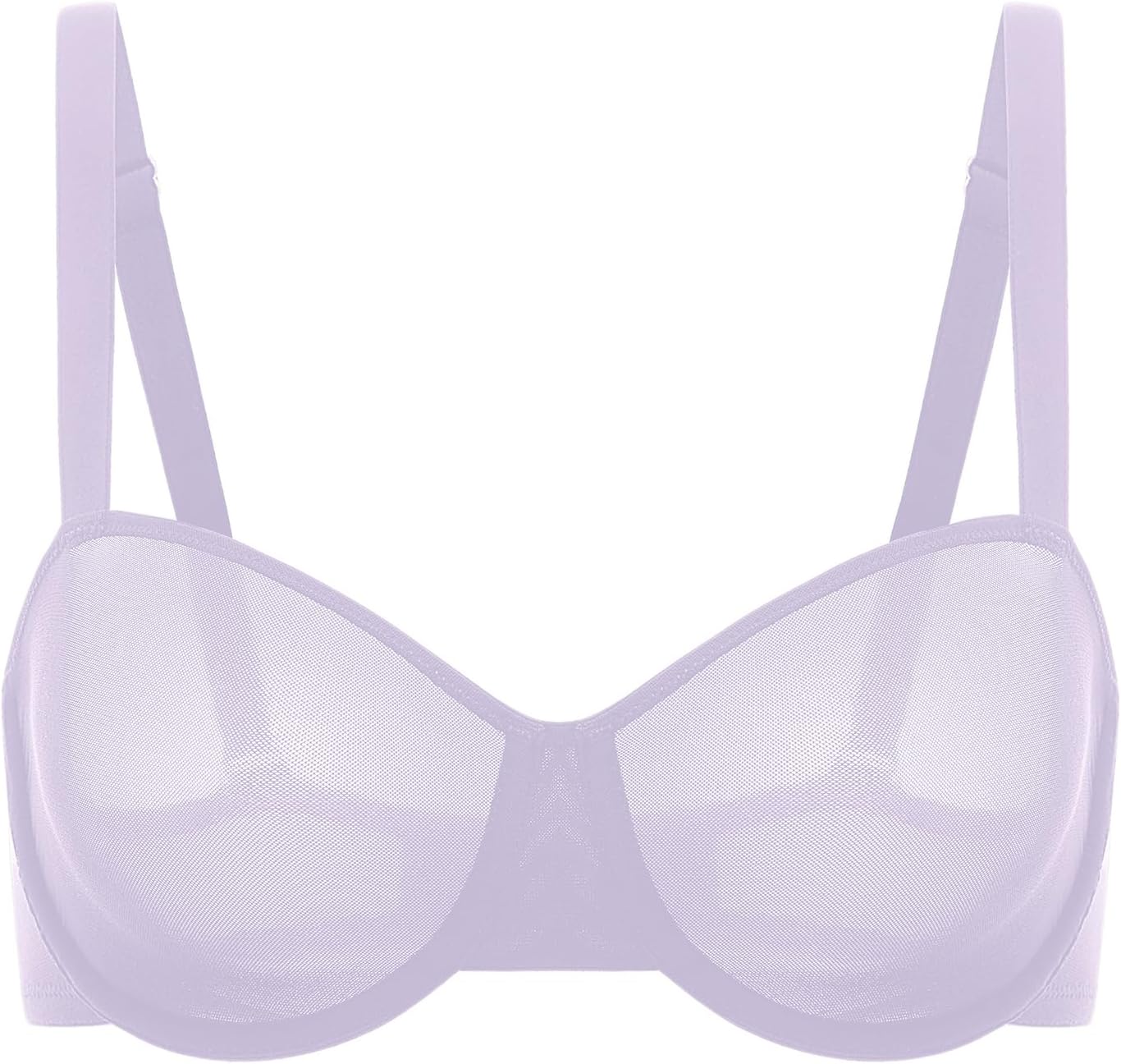 DELIMIRA Women's Cosnufy Balconette Bra Sheer Mesh Plus Size See Through Underwire Unlined Bras - Image 4