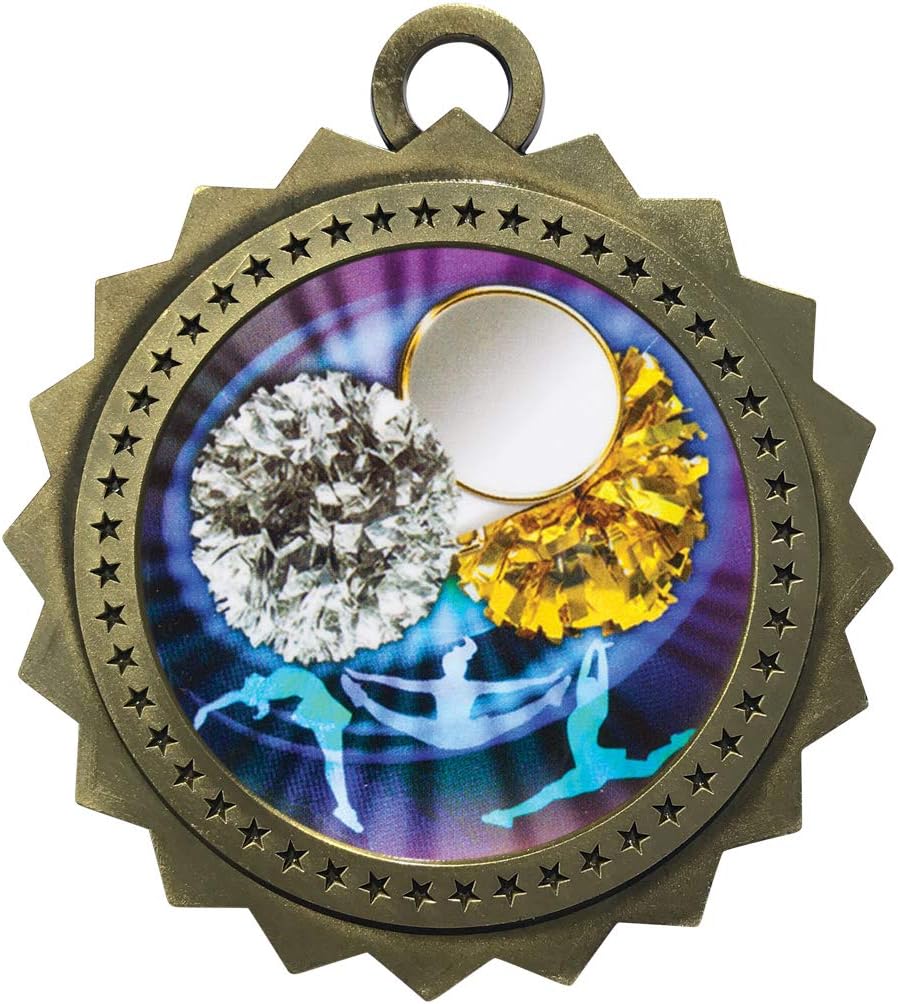 10 PK of Cheerleading Gold Medals Trophy Award with Neck Ribbons D03-MY413