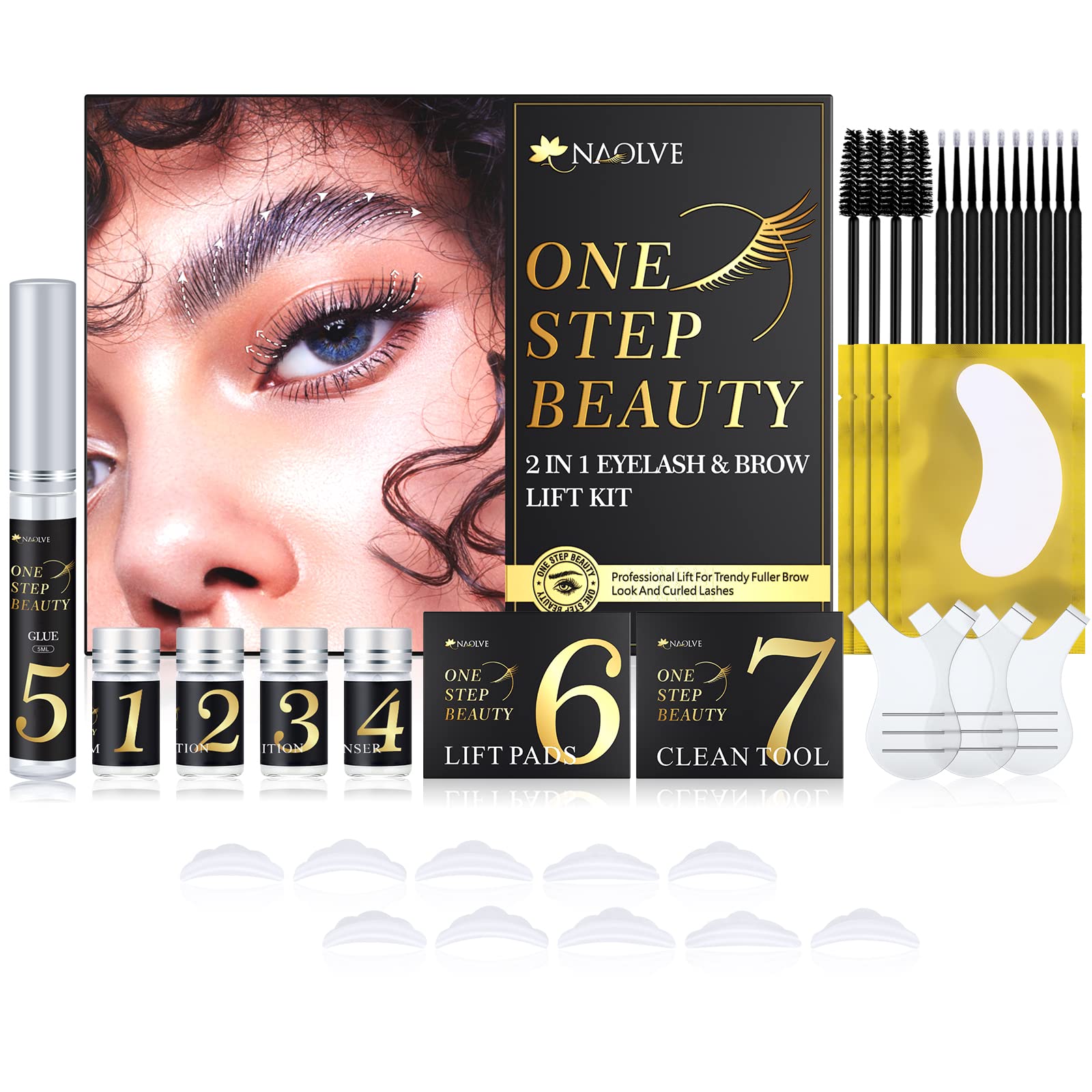 【2 en 1】Kit de Laminación de Pestañas y Cejas, kit de Pestañas Lifting Profesional y Kit Laminado de Cejas for Trendy Fuller Brows & Curler Eyelashes