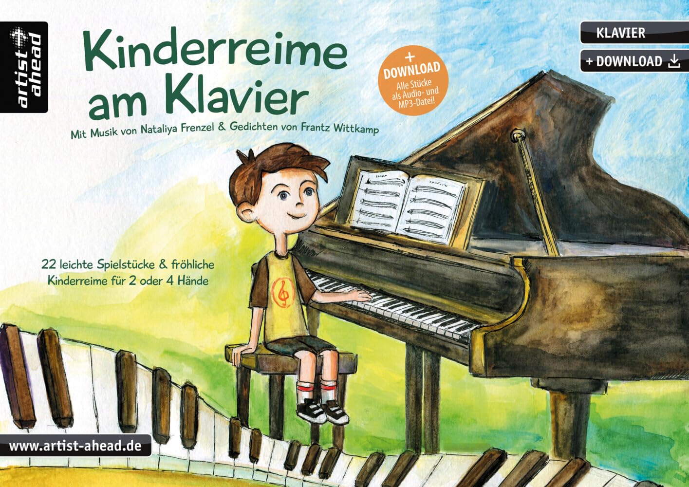 Morceaux de piano faciles pour débutant : livre de musique enfants avec comptines et téléchargement
