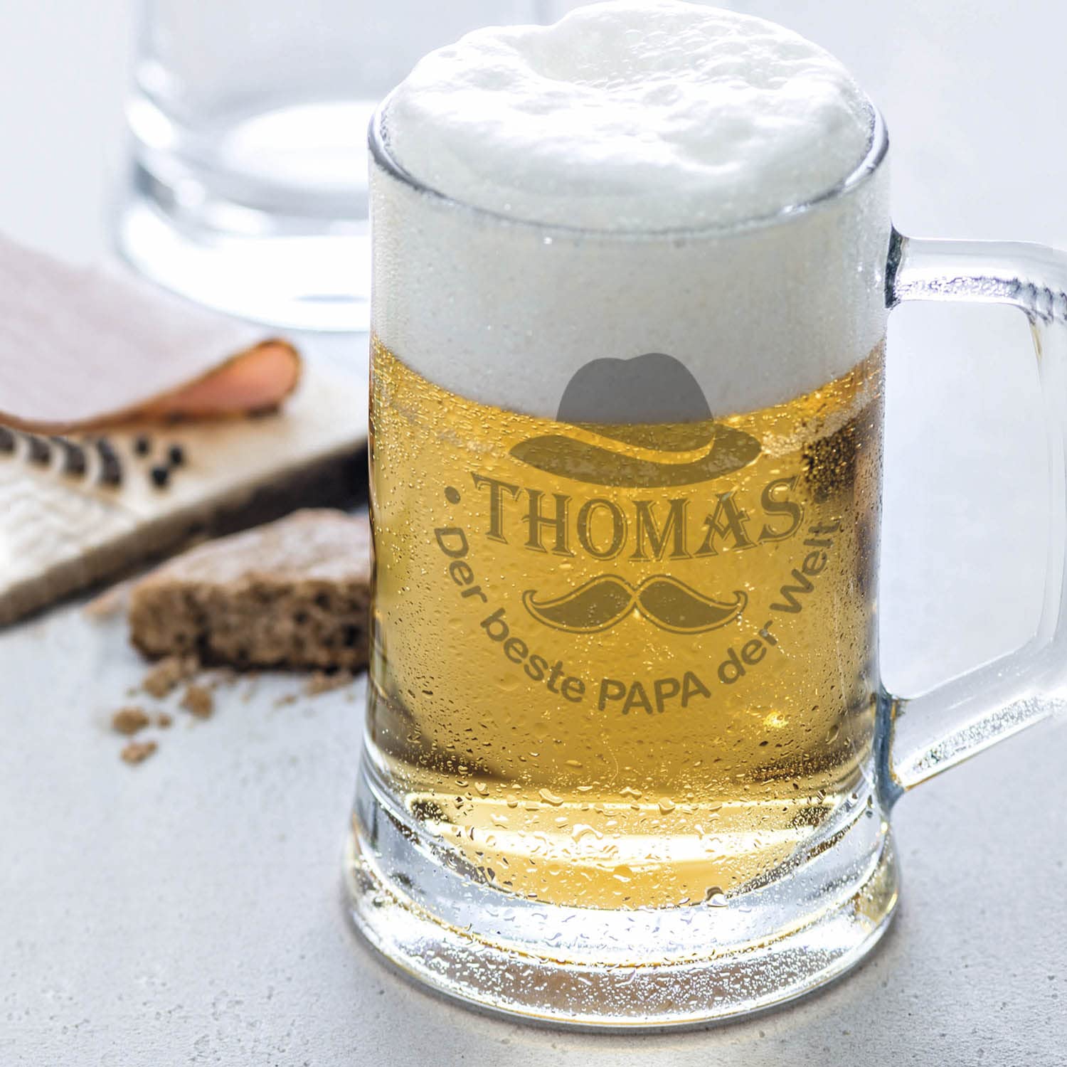 Leonardo, Bicchiere da birra al frumento da 0,5 l, con incisione personalizzata, il miglior papà del mondo, ideale come regalo di compleanno per uomini