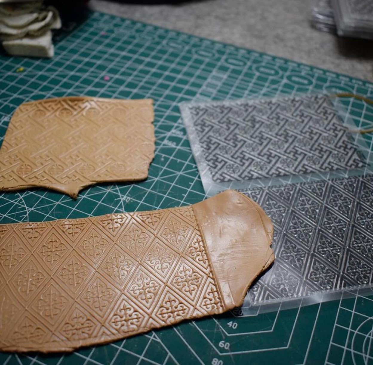 YJIUYUANQ 1‑Set Nature Texture Stamps, Reusable Sculpey Craft Tools for Pottery Jewelry Handmaking