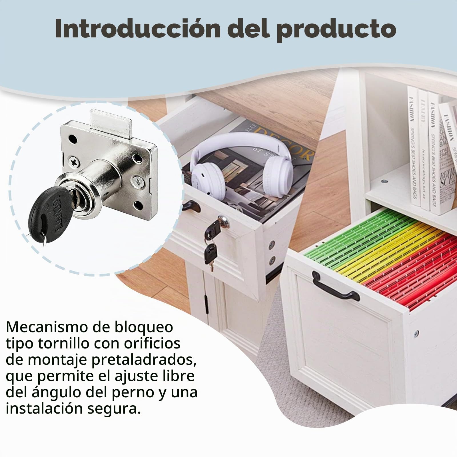 20mm Pack de 4 Cerraduras de Leva con Llave para Armarios y Muebles - Seguridad para Cajones, Buzones y Oficinasx