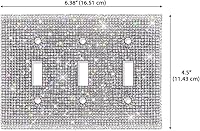 Vista 2 de Cubierta de interruptor de luz con diamantes de imitación plateados brillantes, cubierta de placa de pared con destellos de cristal plateado