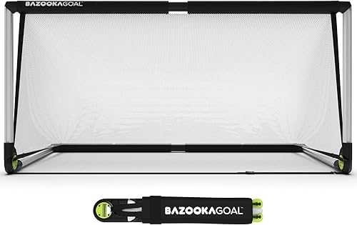 Miniatura 10 de BazookaGoal Portería desplegable de marco sólido original, mini portería de fútbol plegable para niños y adultos, poste de portería portátil, fácil