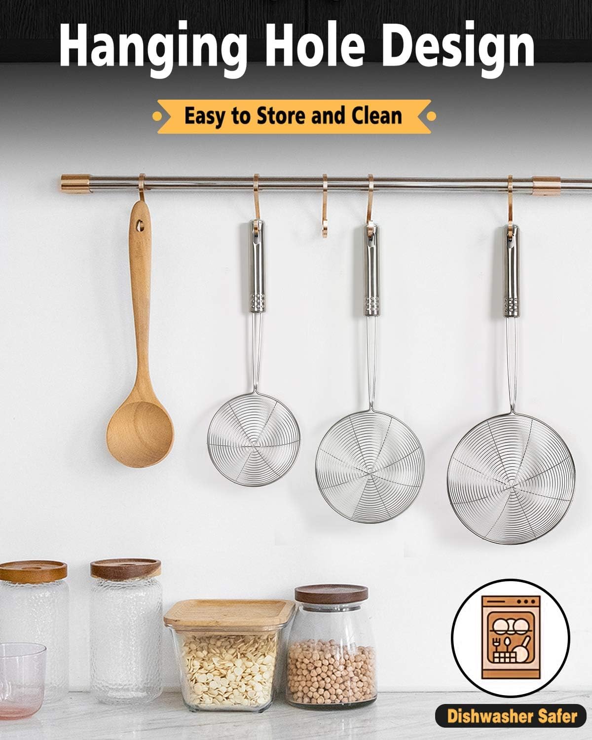 Stainless Steel Spider Strainer Set - 3 Sizes for Cooking -6