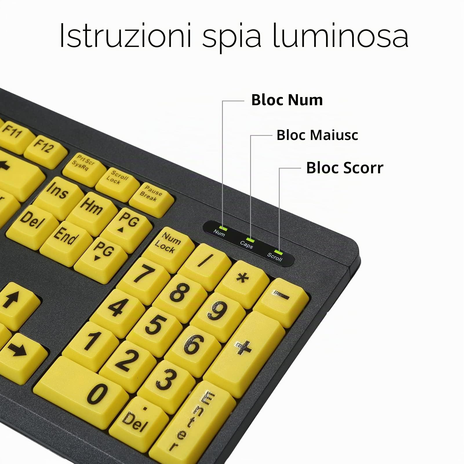Tastiera per Computer con Stampa Grande USB cablata per utenti ipovedenti 104 Tasti ad Alto Contrasto Lettere per Anziani,Tastiera cablata