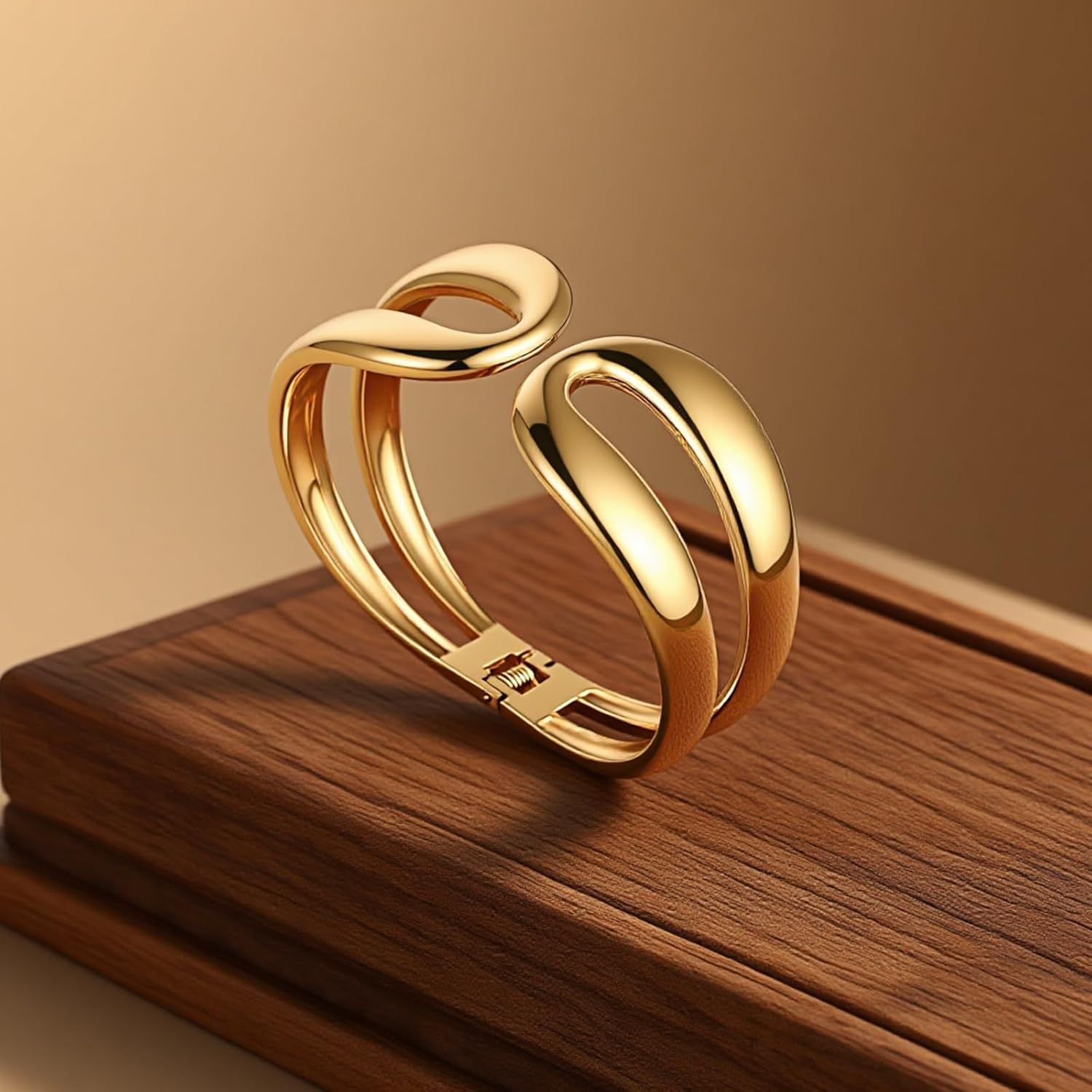 Chunky Wide Gold Bangle Bracelets for Women, 18K Gold Plated Stacking Bangles, Trendy Fashion Jewelry Gift - Image 8