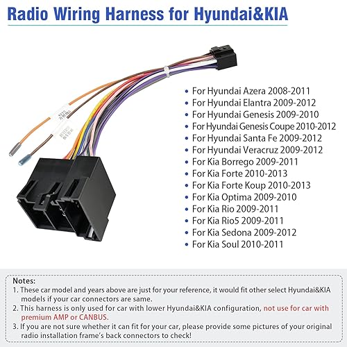 Miniatura 2 de Jayubien Adaptador de arnés de cableado estéreo de radio compatible con Hyundai Elantra Genesis Santa Azera Kia Forte Optima Rio 36Pin conector de