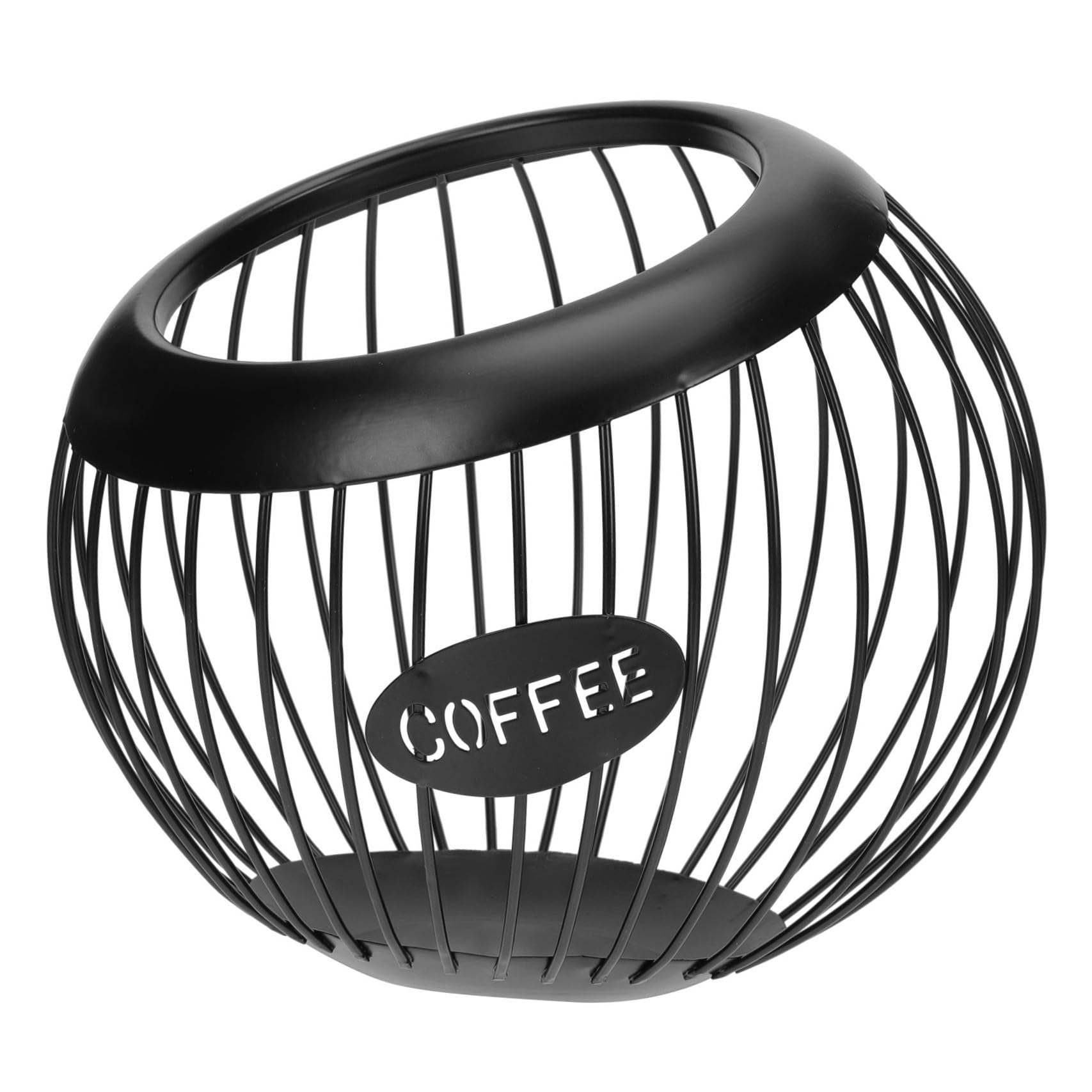 Cesta de hierro negra con base estable: almacenamiento de snacks y cápsulas para el café