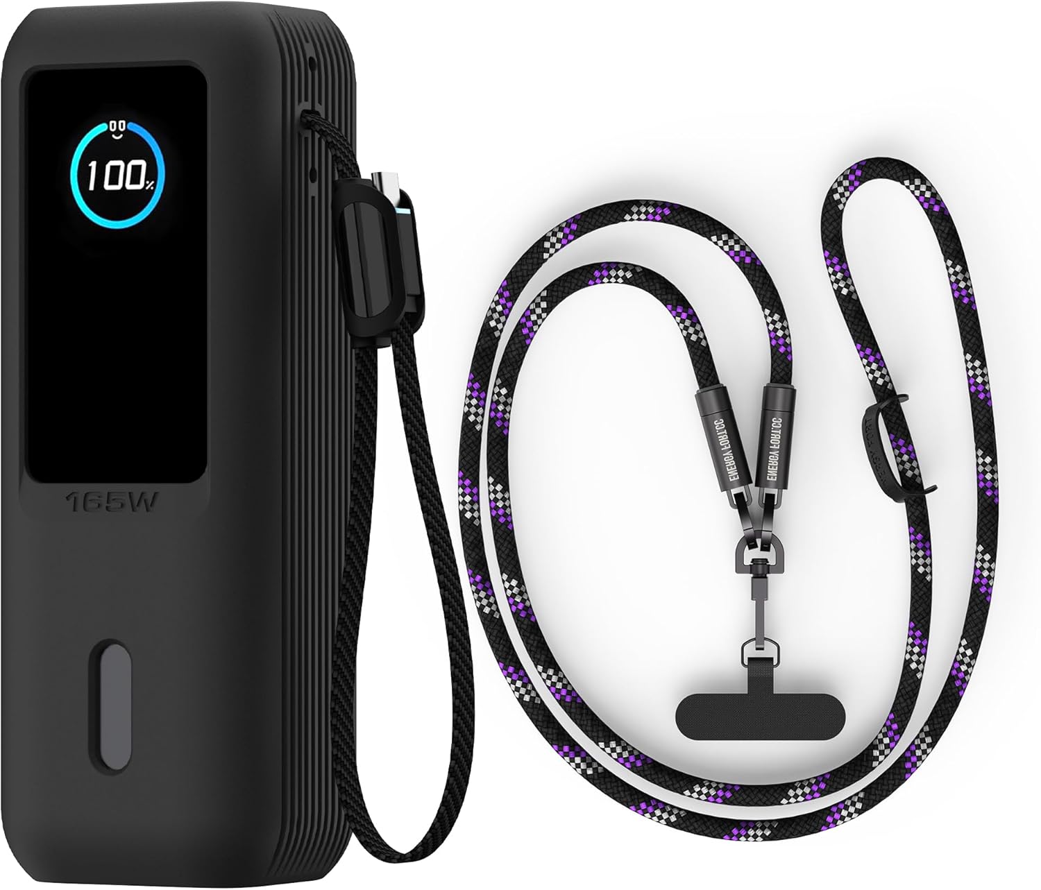 Silicone Case with Phone Lanyard Crossbody Lanyard for 240W Charging Cable Compatible with Anker Laptop Power Bank 25,000mAh 165W