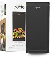 Vista 1 de Contenedor de compost de cocina, negro de acero inoxidable grande, 3.6 galones, compostaje sin olor para interiores, manos libres, piezas lavables