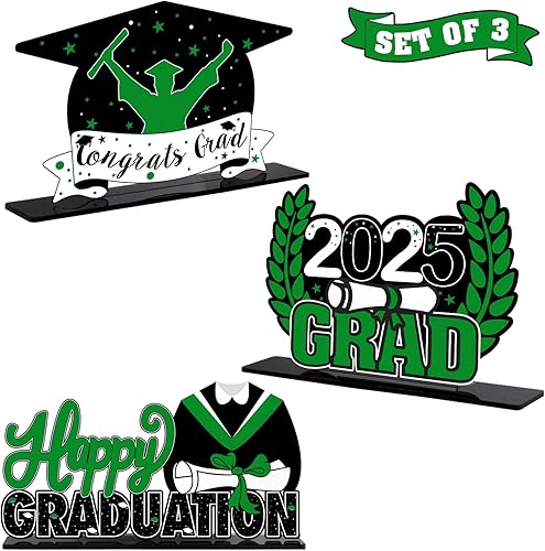 Miniatura 22 de LINGTEER Decoraciones de fiesta de graduación de clase 2025 – 3 piezas de felicitaciones de graduación 2025 de acrílico para centros de mesa