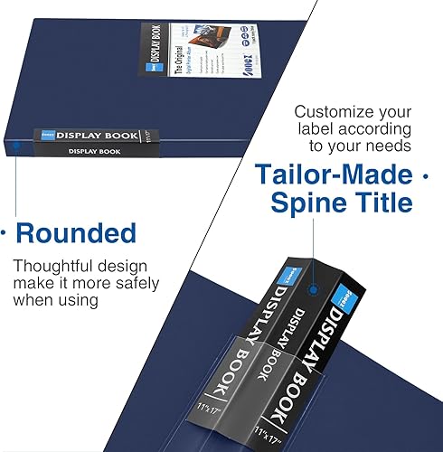 Miniatura 4 de Sooez Portafolios de arte de 11 x 17 pulgadas, carpeta grande con 30 bolsillos y hojas interiores negras, 60 páginas, libro de presentación de 11 x