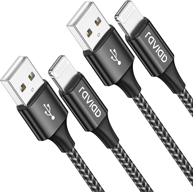 RAVIAD iPhone Charger Cable Lightning Cable 2Pack 2M iPhone Charger Nylon Braided Fast iPhone Charging Cable Lead for iPhone 11 Pro Max XR XS X 8 Plus 7 Plus 6s Plus 6 Plus 5s 5 SE 2020