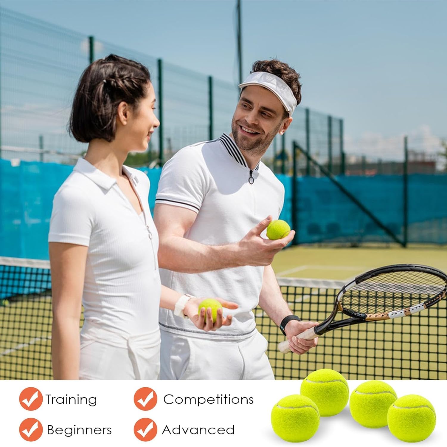 HOBBYTECH Lot de 12 Balles de Tennis pour l'entraînement, Balle de Tennis Jaune, balles de Tennis pour débutants, Adultes, Enfants et Chiens, idéal pour l'entraînement du Quotidien