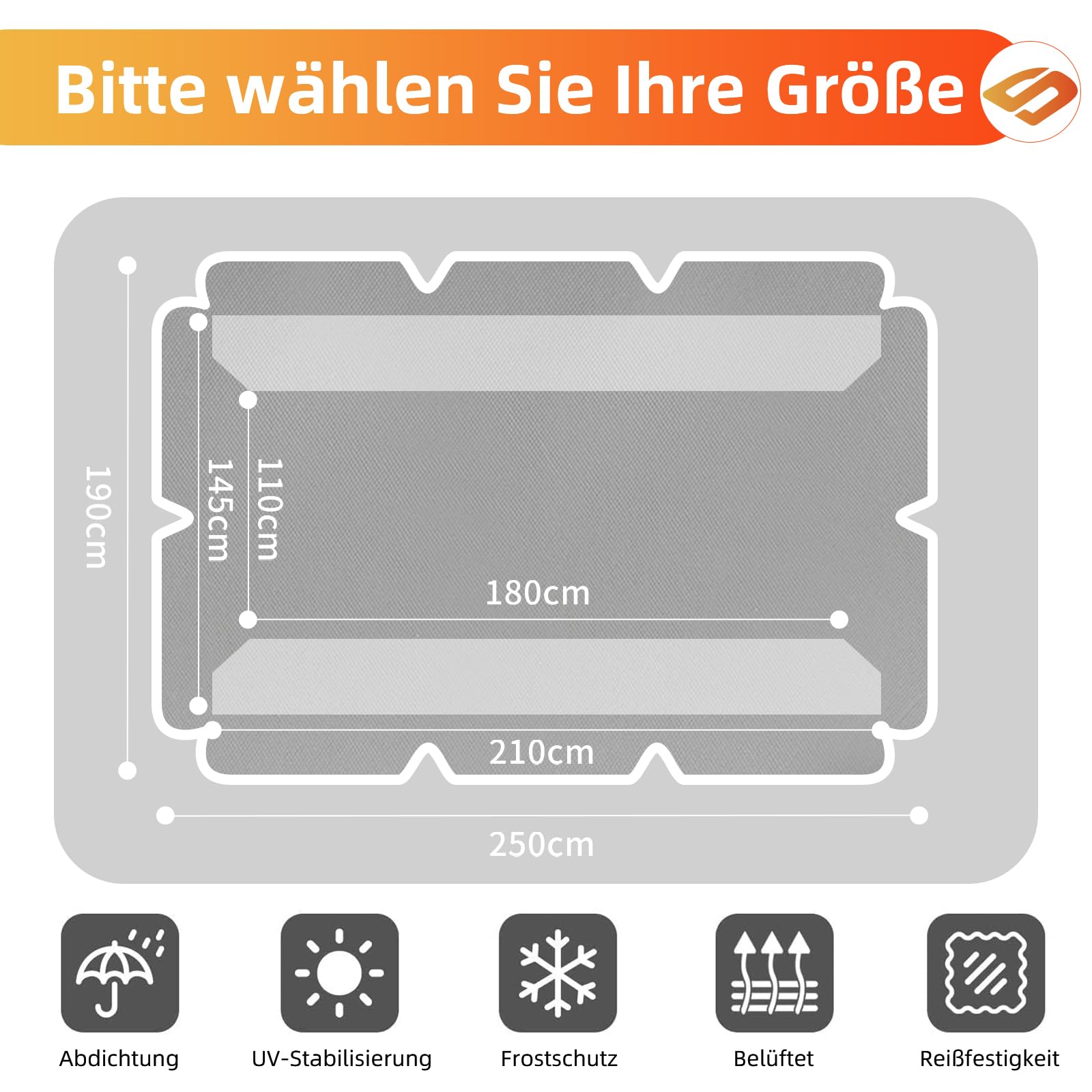 Tettuccio per Dondolo da Giardino Impermeabile,Tetto Dondolo Hollywood con Striscia di Fissaggio,Tettoia Dondolo da Giardino con 4 Tunnel Regolabili (Grau)