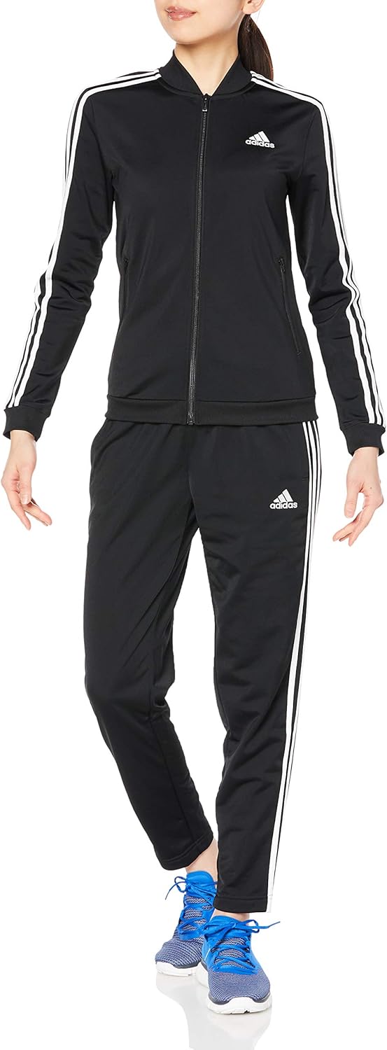 Adidas Necessities 3-Stripes Tracksuit Girls’s Jersey Prime and Backside Set