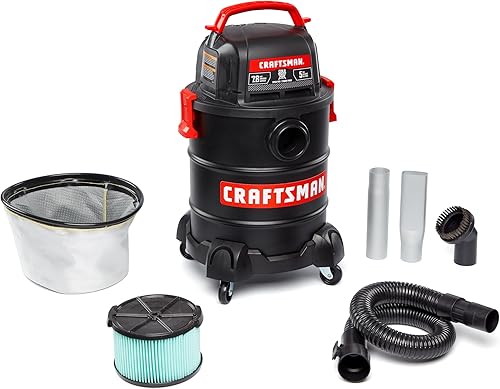 CRAFTSMAN CMXEVBE17050 - Aspiradora portátil para cenizas y parrilla de 5 galones, 7.8 amperios, aspiradora portátil para secar solo con filtro de