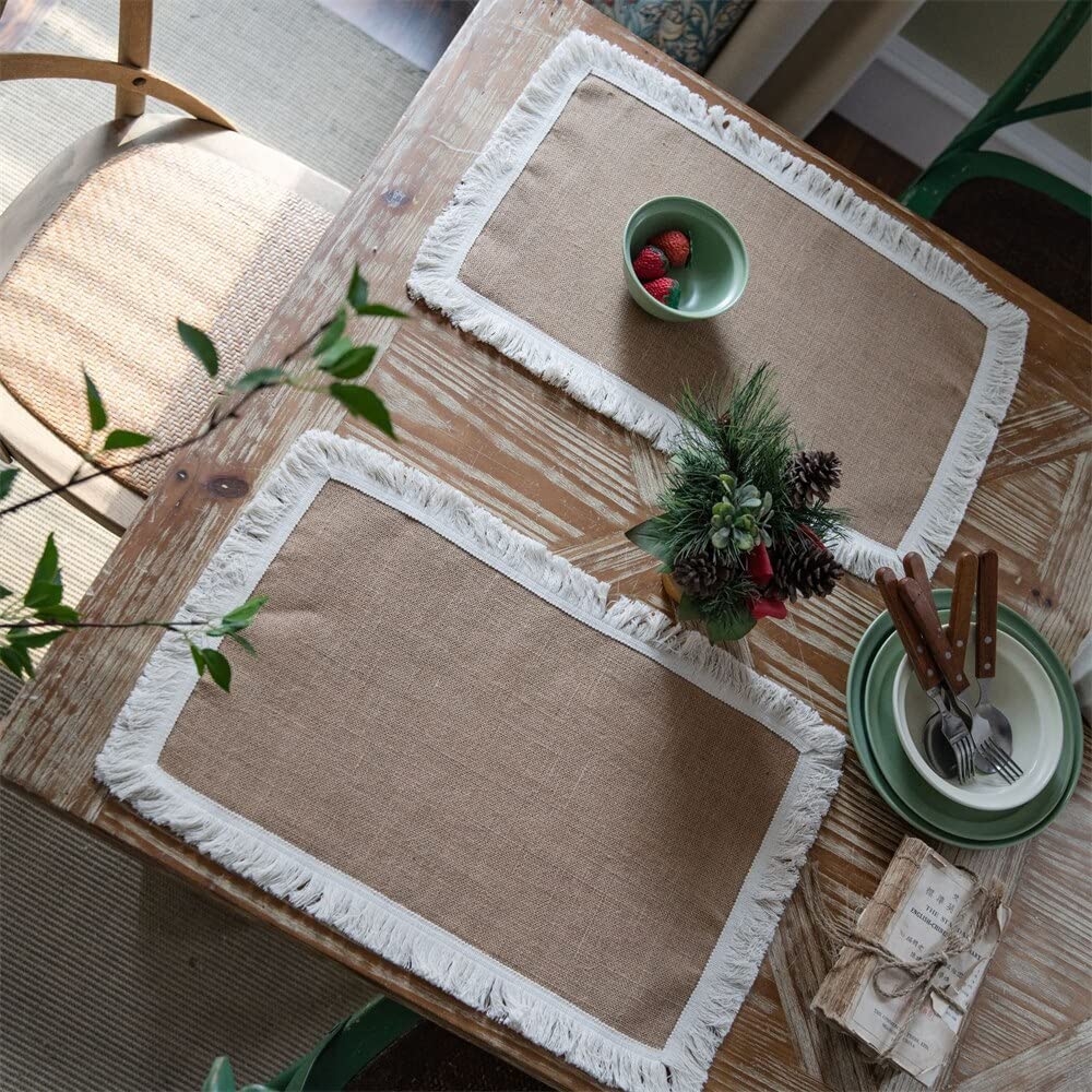 Runner da tavolo in iuta naturale decorazione in iuta americana tessitura tovaglia runner per tavolo da sposa decorazione tovaglia con nappe