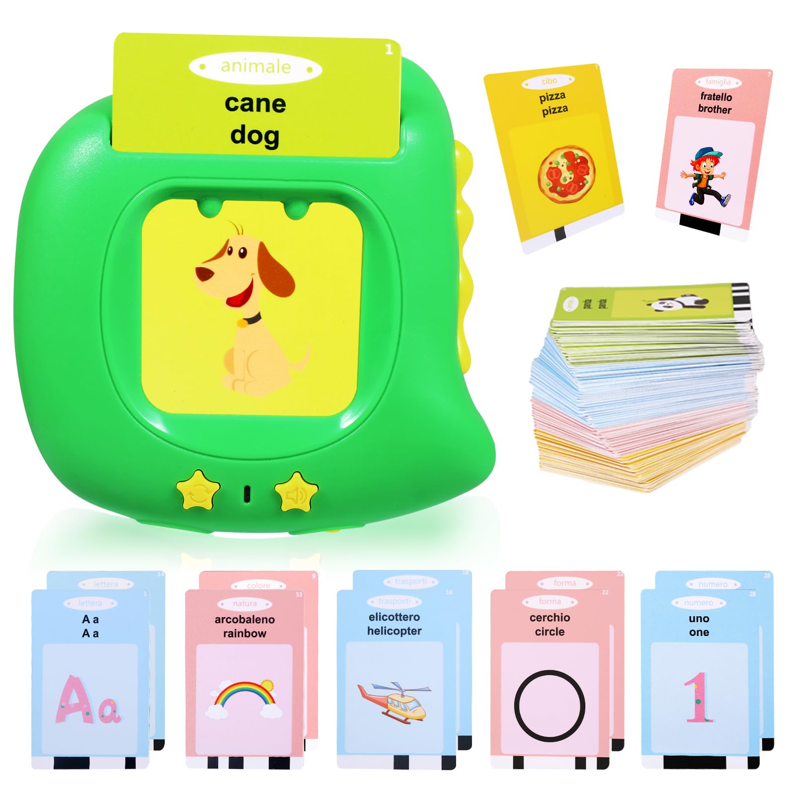 384 Parole Schede Flash Cards Parlanti Italiano Flashcards Parlanti Giocattoli per Bambini 2 3 4 Anni Giochi Educativi Prescolari Giochi Linguaggio per Imparare a Parlare Alfabeto Numeri Colori