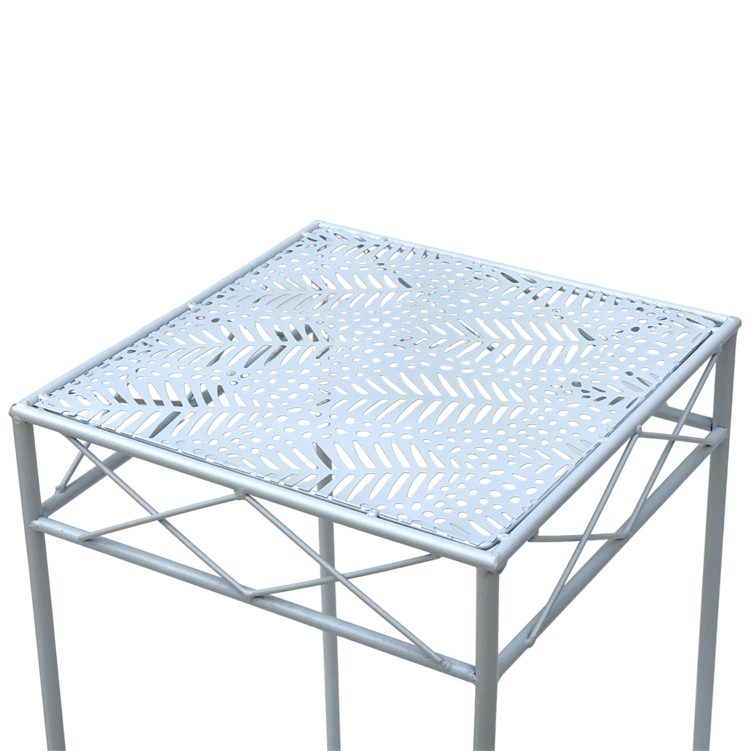 DanDiBo Blumenständer Metall Weiss Eckig 96314 2er Set Pflanzenständer Blumenhocker Beistelltisch Blumensäule Modern Pflanzenhocker